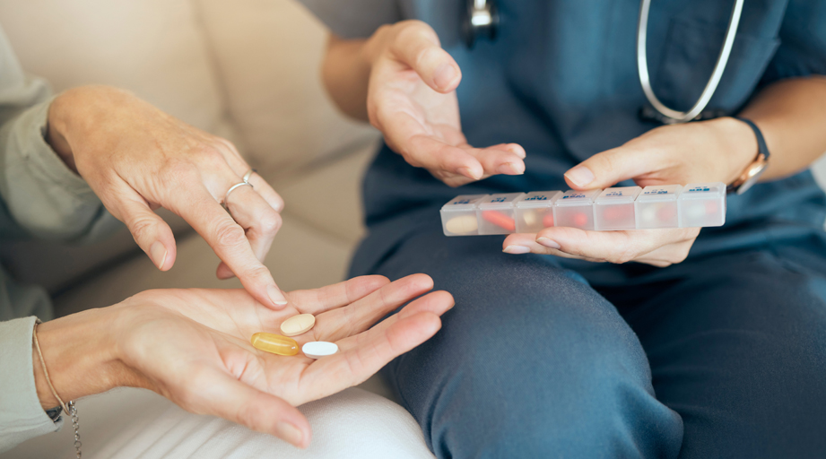 a healthcare professional and a patient discussing medication management