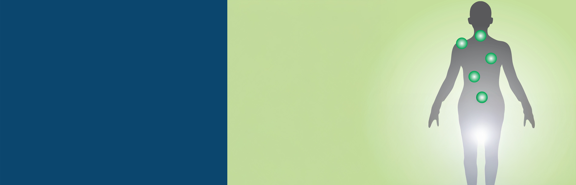illustration of human body with green dots placed on targeted areas