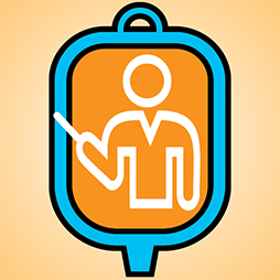 graphic of person in front of IV bag