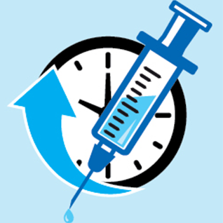 syringe and clock graphic
