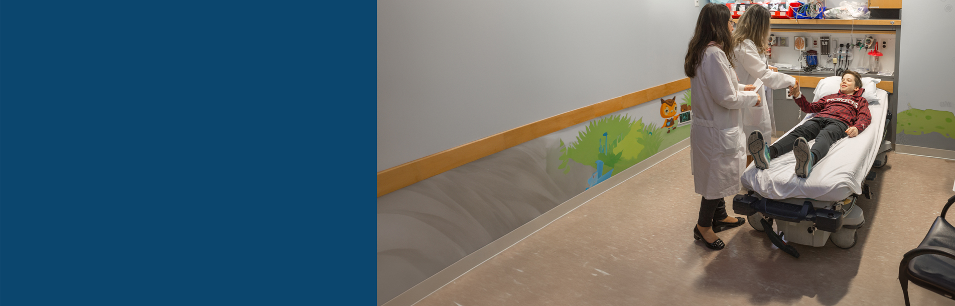 header - two female pharmacists talking to a young male patient