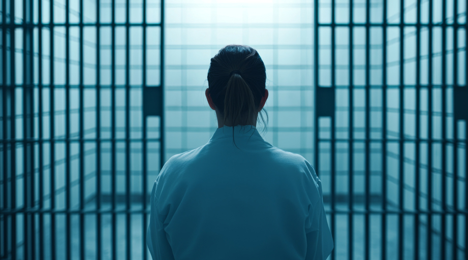 female entering a prison cell